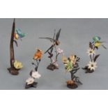 Five Royal Worcester limited edition bronze-mounted birds