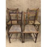 Four Victorian cane seated chairs