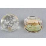 A Coln paperweight and a controlled bubble glass paperweight