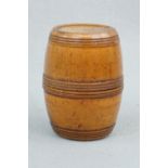 A treen barrel, 9 cm high