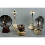 Two Bialladin bowl fire heaters, two Bialladin table lamps models T10 & T20 and a Primus stove