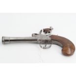 A pair of early 19th Century flintlock blunderbuss pistols, each having approx 10.5 cm steel