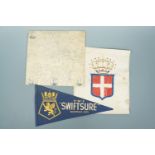Military textiles comprising a 1945 HMS Swiftsure pennant, 42 cm, a Second World War North Africa