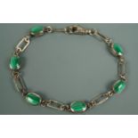 A silver and malachite bracelet, CWS, Sheffield, 1998, 18 cm