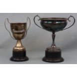 Two electroplate Grosvenor College, Carlisle trophy cups , 27 cm high, and Grosvenor College