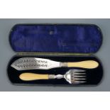 A Victorian cased set of fish servers