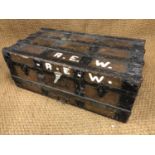 A wooden travel chest, 82 x 45 x 32 cm