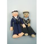 Two Norah Welling Royal Navy cloth dolls, TSS "Strathaird" and RMS "Media", 28 cm