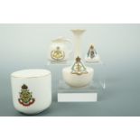 Four items of Great War crested china bearing regimental badges including a Border Regiment cup
