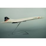 A 1970s scale model British Airways Concorde aircraft, in plastic-coated metal, 1:100 scale (63 cm),