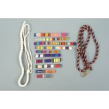 A Royal Artillery and one other lanyard together with a quantity of medal ribbon bars