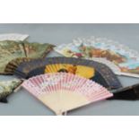 Seven various hand fans