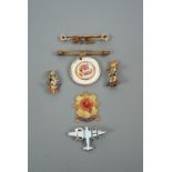 A Great War flags of the Allies sweetheart pendant brooch, a Royal Engineers brooch, DeHavilland