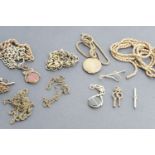 A quantity of antique watch chains, fob seals, watch keys etc