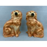 A pair of Staffordshire dogs, 32 cm high, (one a/f)