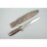 An early 20th Century trench type knife, having a slender Bowie type blade stamped Wendel, 32 cm