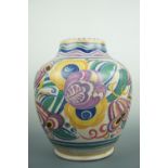 An uncommonly large Carter Stabler Adams Poole Pottery vase, of inverted baluster form with raised