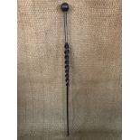 An antique southern African / Zulu leader's carved wooden staff, having a knobkerrie-like oblate