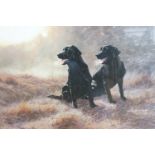 John Trickette A study of two black labrador dogs, signed limited edition print, 82 cm x 65 cm