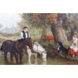 Edward Benjamin Herberte (British, fl. 1857-1893) Sentimental genre painting depicting a farmer in a