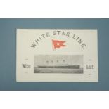 [ RMS Titanic / Britannic interest ] An early 20th Century White Star Line wine list