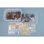 Various Coins and Banknotes