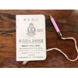 A 1916 RAMC NCO's dance programme and dance card