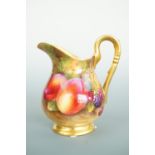 A Royal Worcester small helmet-form fruit study jug, hand decorated by Edward Townsend, 1938, 9.5 cm
