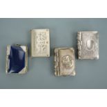 Four 19th Century novelty combination vesta cases modelled as books
