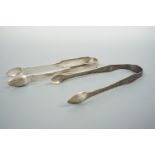 A set of Georgian Newcastle silver fiddle pattern sugar tongs, Thomas Wheatley or Thomas Watson,