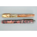 Two vintage fountain pens including a Parker "Moderne" with onyx effect marbled barrel, and a "