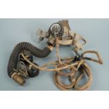A Second World War RAF G-Type oxygen mask, hose, loom and earphones. [Acquired by the vendor from