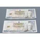 Two Royal Bank of Scotland Jack Nicklaus five pound banknotes