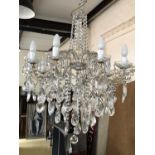 A fine ten-branch cut glass chandelier, 54 cm
