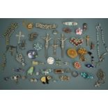 A quantity of vintage costume jewellery together with a number of sets of Rosary beads and