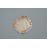 An James I silver shilling coin, initial mark escallop, 1606-7