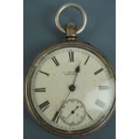 A Victorian silver pocket watch with lever movement by Stalker of Carlisle, (a/f)