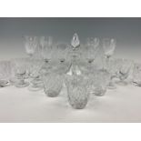 Six Stuart Crystal sherry glasses and four wine glasses, six wine glasses, decanter etc.