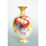 A Royal Worcester fruit study oviform vase hand decorated by Kitty Blake, shape 302, 1937, 12.5
