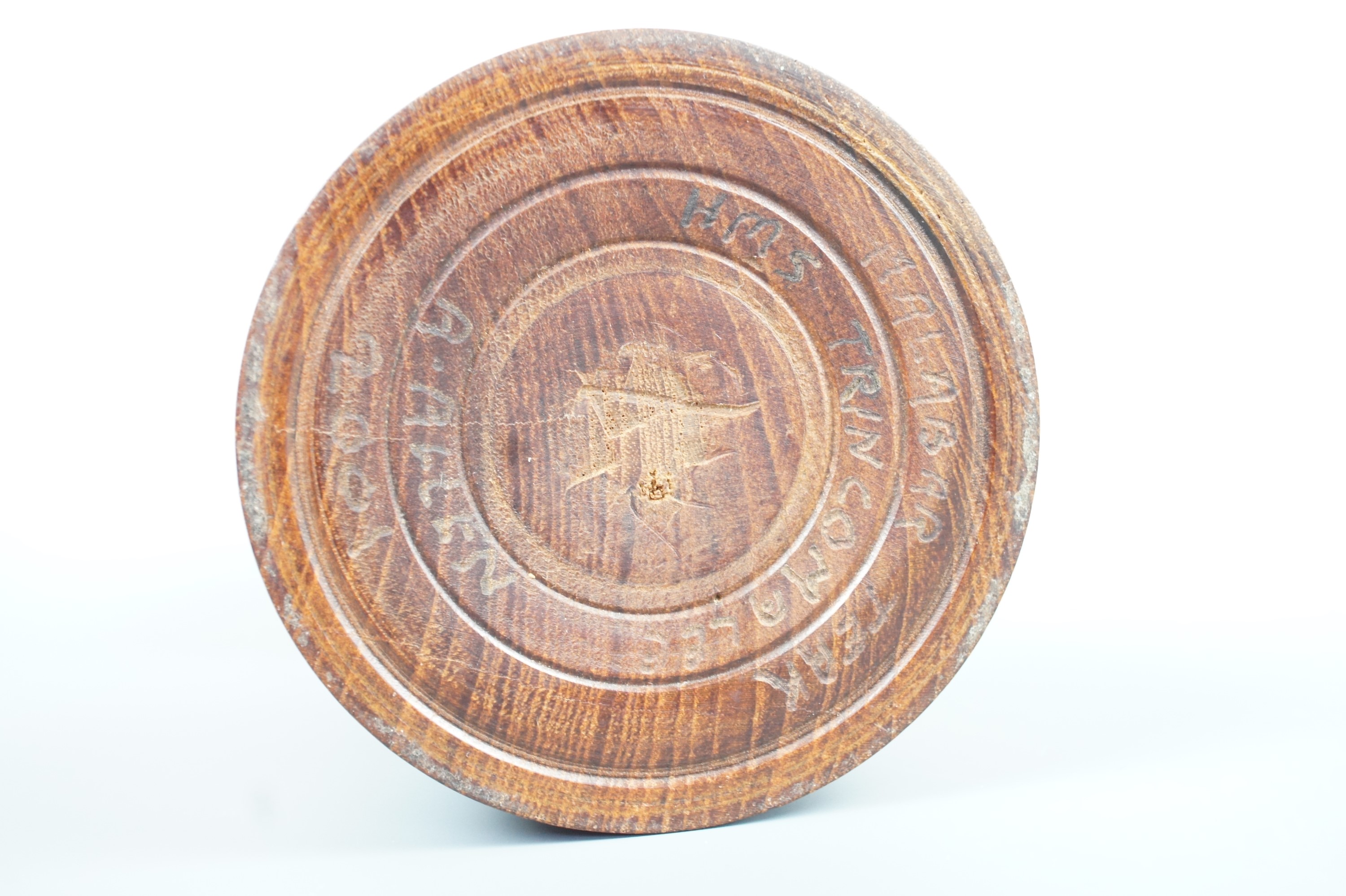 A model miner's safety lamp turned from Malabar teak salvaged from HMS Trincomalee, 24 cm - Image 2 of 2