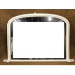 A white painted over mantle mirror, 136 x 91 cm high