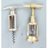Two early 20th Century twin-pillar corkscrews