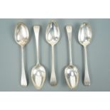 Five Georgian silver Hanoverian pattern table spoons, Thomas Watson, Newcastle, 1810, 329 g
