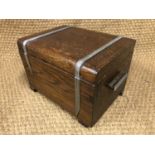 An Art Deco oak electroplate mounted coal box, circa 1930, 39 x 28 x 27 cm