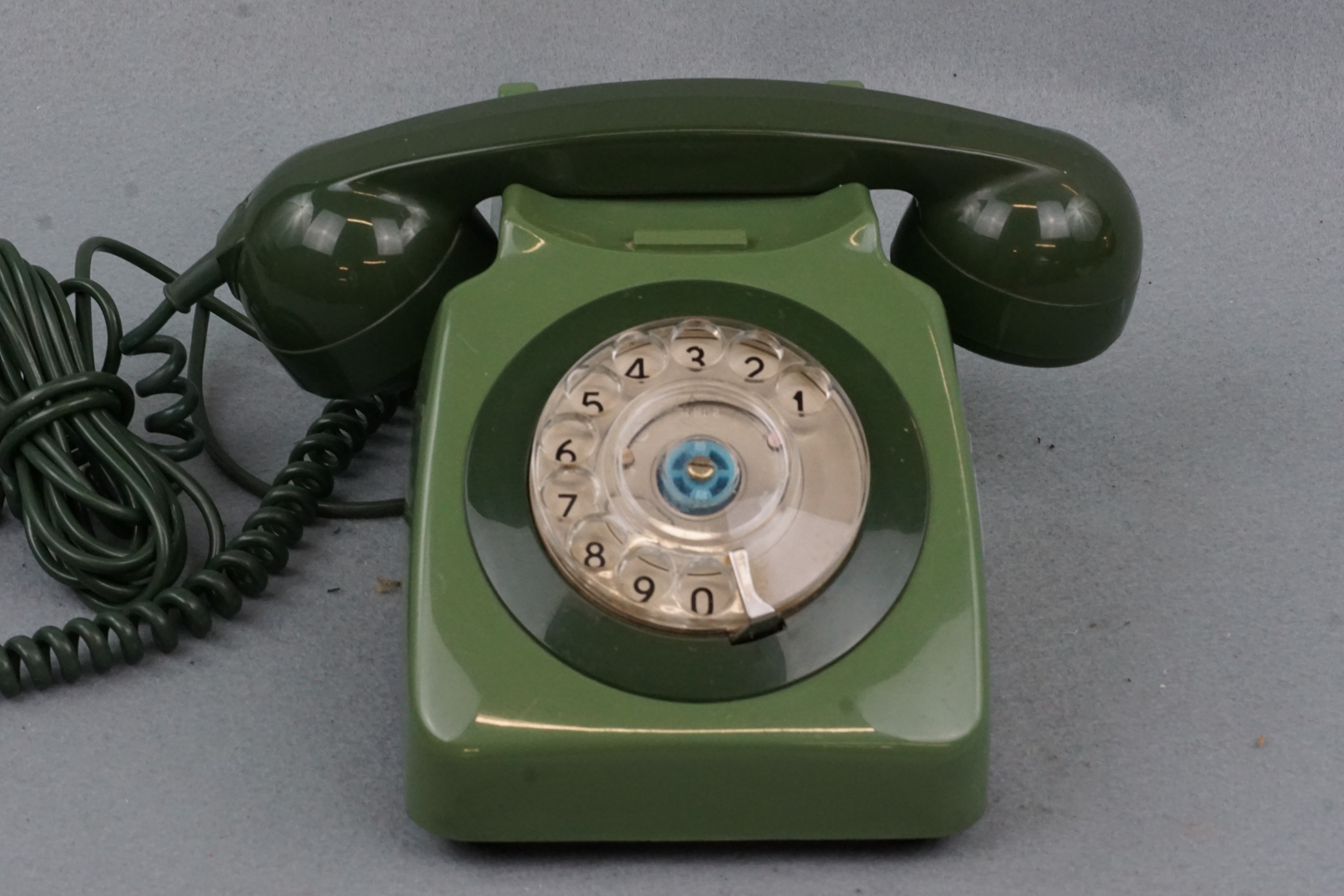 A 1960s designed GPO No 746 telephone in green