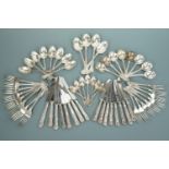 An extensive set of Elizabeth II silver King's pattern cutlery, for eight place settings, comprising