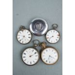 Victorian silver and other pocket watches together with a watch protector