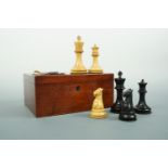 A late 19th Century Jacques type Staunton chess set, in original mahogany case of Murton of