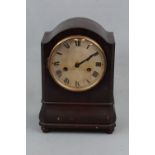 An early 20th Century Hamburg American Clocks mahogany veneered mantel clock, 28 cm