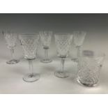 Five Waterford Alana sherry glasses and a tumbler